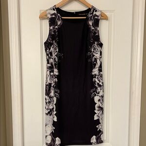 Elegant Floral Black and White Mini Dress